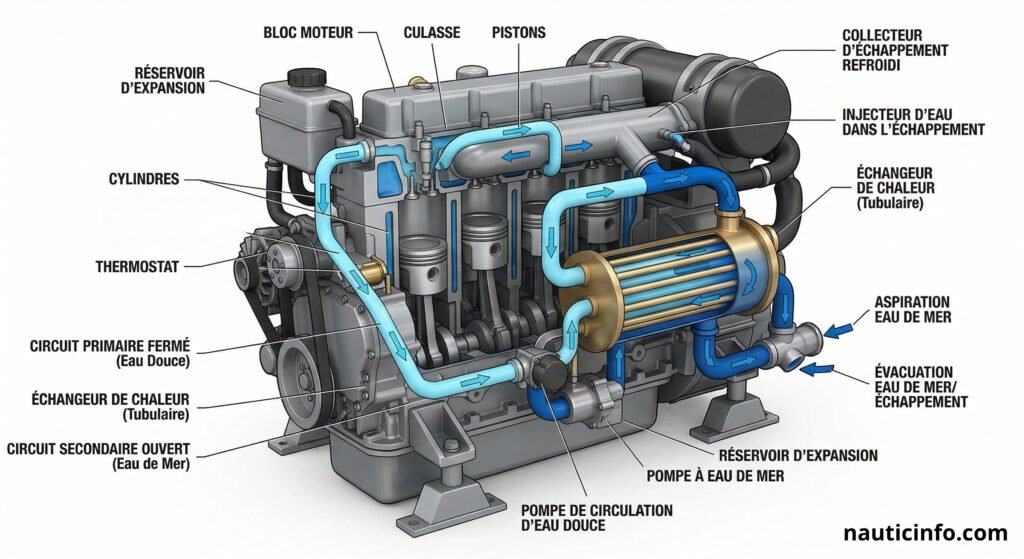 Le système de refroidissement, la gestion thermique pour préparer son moteur marin